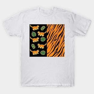 Tiger Stripes And Prowling Tiger Half And Half T-Shirt